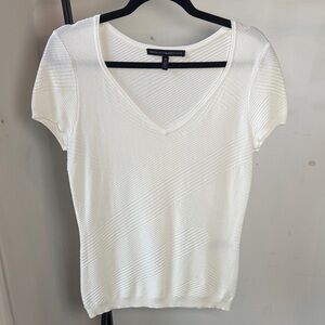 White House Black Market Textured White Short Sleeve Top